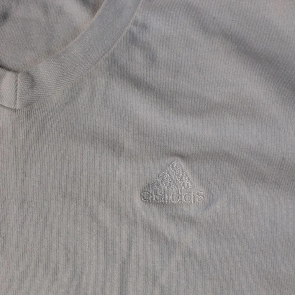 Adidas Men's Long Sleeve V-Neck Activewear Top White/Gray Size Large